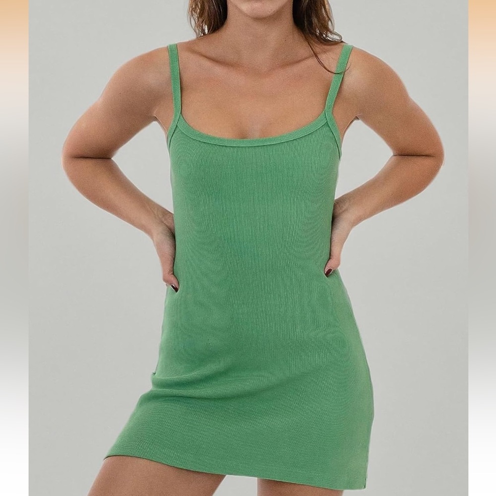 Los Angeles Apparel Mint Green Ribbed Tank Dress